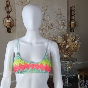 Victoria's Secret Swim Neon Crochet Padded Bikini Crop Top Mint, Lime & Hot Pink
